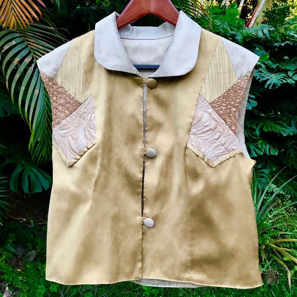 Monkey Puzzle Dupioni Silk Vest,1 Of A Kind,NWT, M